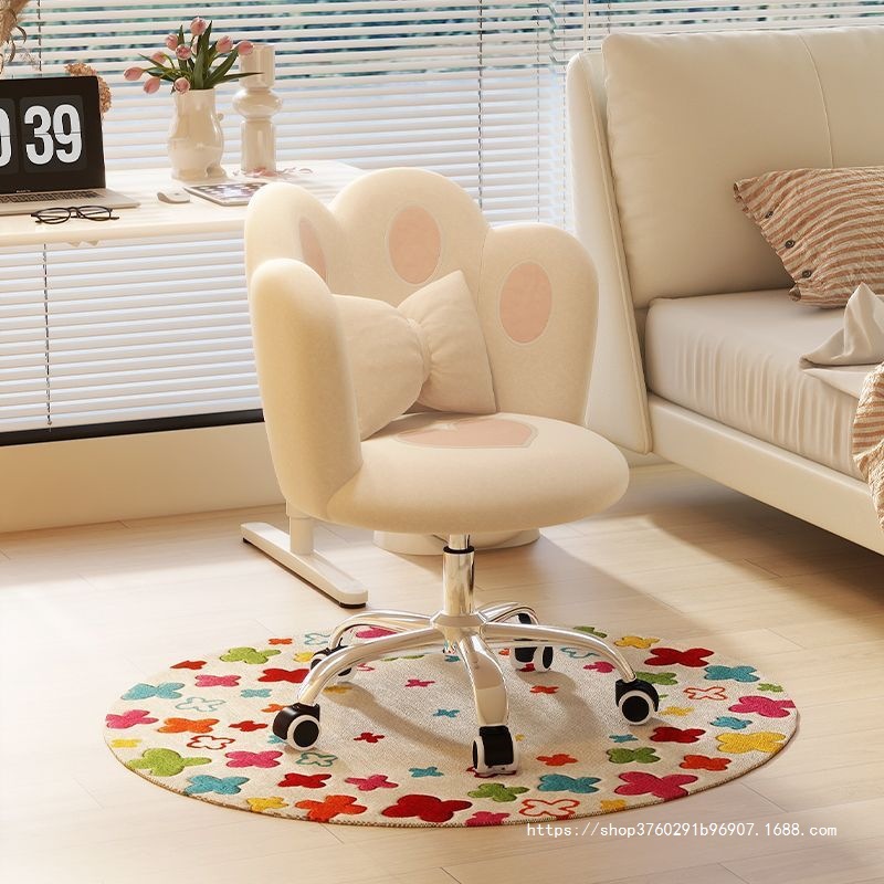 Computer Chair for Girls' Bedroom Dormitory, Cute and Comfortable Adjustable Backrest Chair, Internet Celebrity Makeup Chair, Study Desk Chair