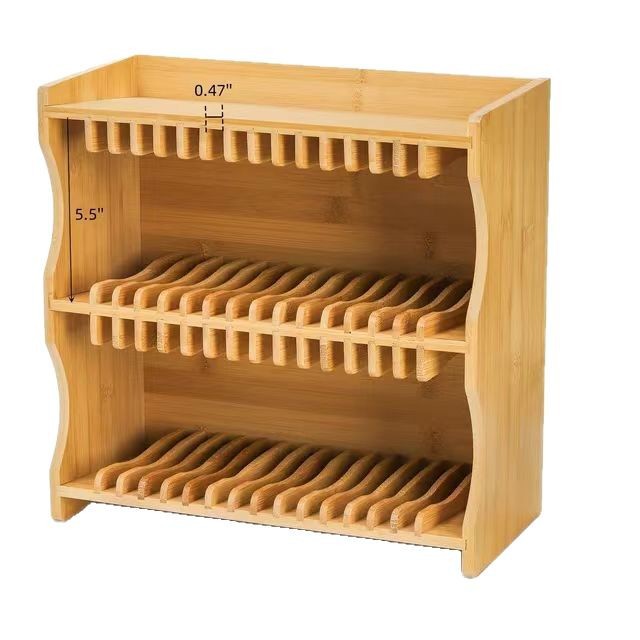 Bamboo Double-Layer Record Box Large-Capacity Cd Album Organizer Desktop Wooden Cd Vinyl Record Display Shelf