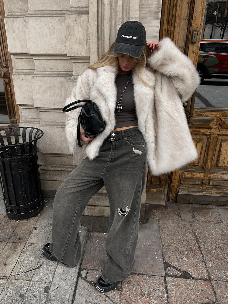 Пальто из искусственного меха с воротником, теплое, женская одежда, осень и зима, оптовая продажа 2025