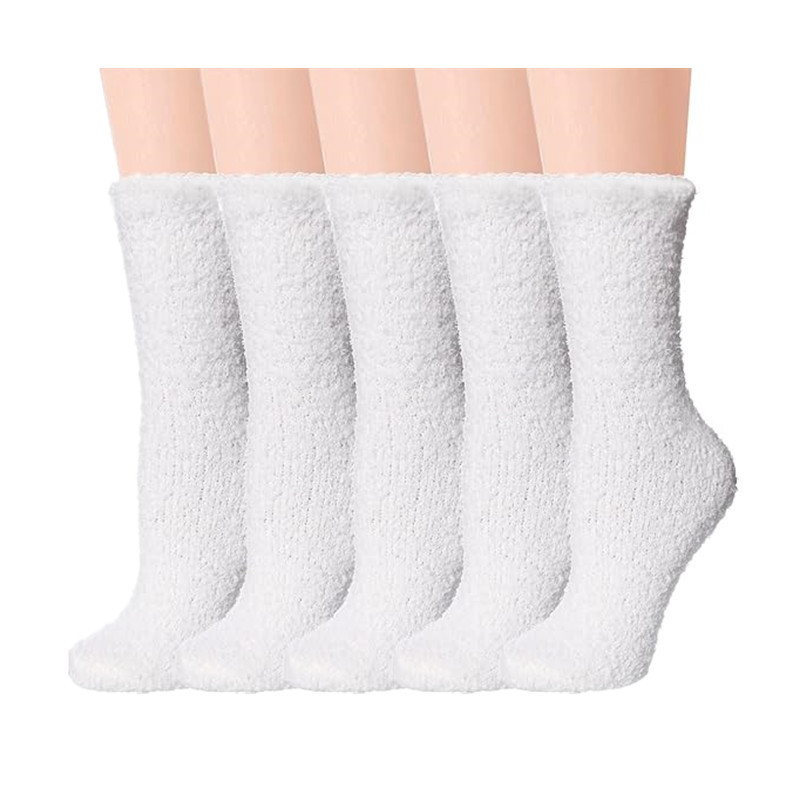 Cross-Border Solid Color Coral Velvet Socks Mid-Calf Socks Autumn and Winter Warm Home Floor Socks Women's Thickeneded Towel Slippers Socks