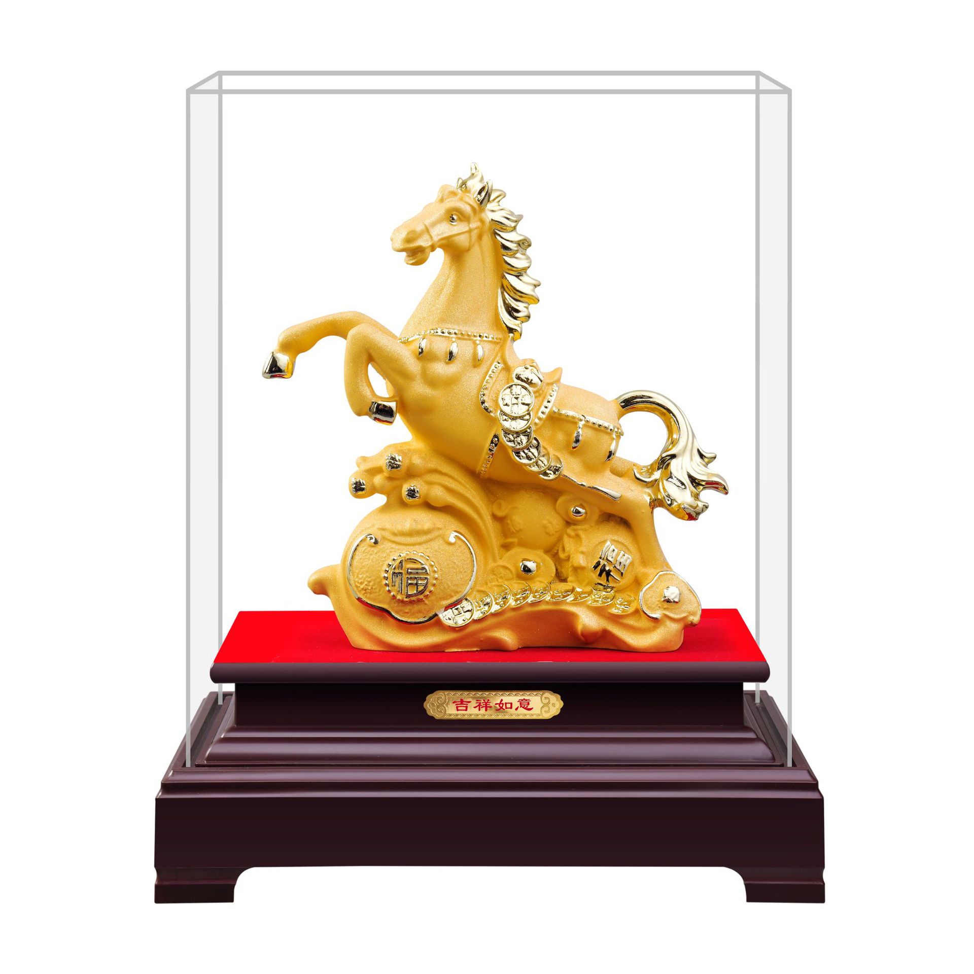 Medium-Sized Plush Gold Horse Ornament for the Year of the Horse, Auspicious and Wishful Horse, Suitable for Insurance, Finance, Banking, Car 4S Stores, and Company Annual Meeting Gifts