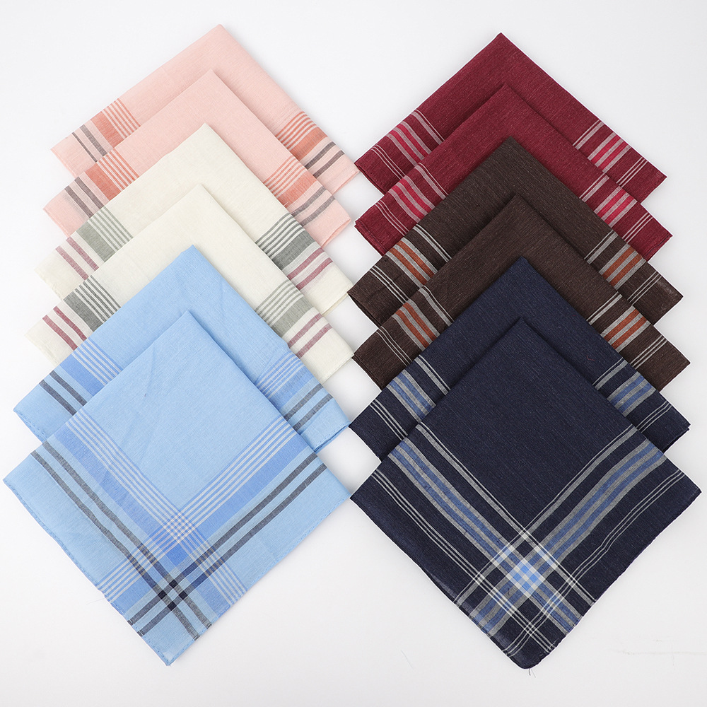 Cross-border men's shades mixed color plaid striped handkerchief polyester cotton handkerchief pocket towel old-fashioned nostalgic classic small handkerchief