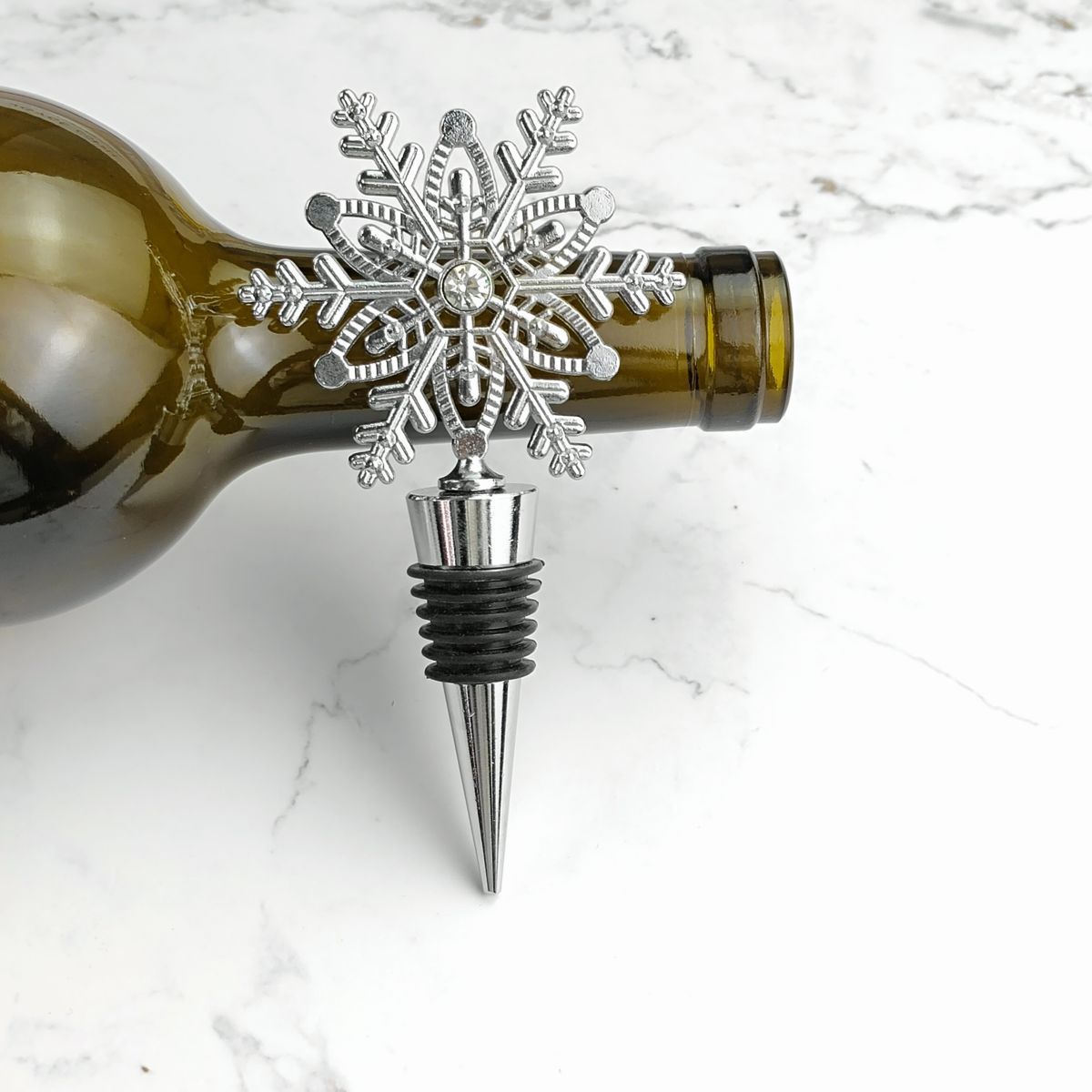 Christmas wine stopper big snowflake with diamond golden silver wine bottle stopper cork stopper high-grade gift