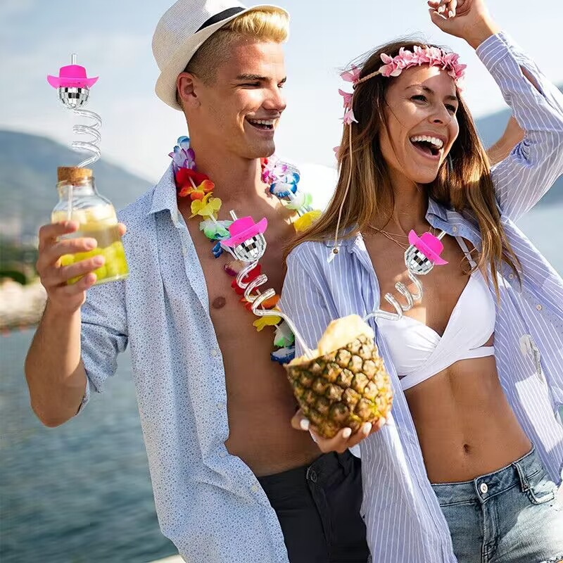 Cross-Border Exclusive Mini Cowboy Hat Doll Figurine DIY Little Yellow Duck Accessories Milk Tea Straw Earrings Decoration