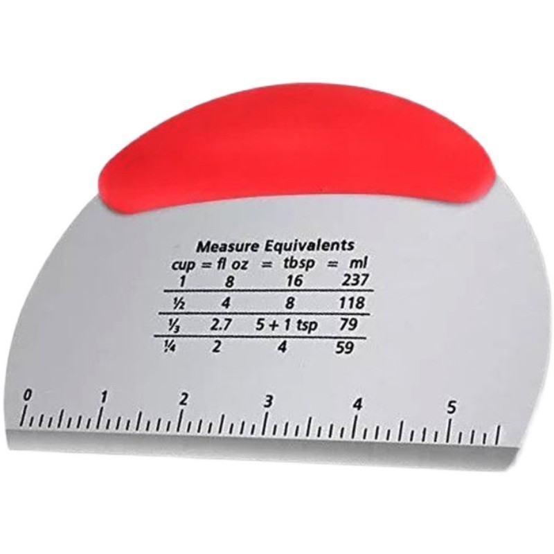 Household Stainless Steel Dough Cutter with Scale Baking Scraper Silicone Dough Cutter Multifunctional Semicircular Scraper Panel