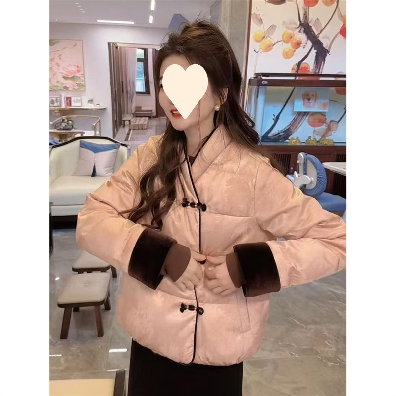 New Chinese Style National Style Disc Button Long-Sleeved Cotton Coat for Women Winter 2025 New Thickeneded Warm Cotton Coat Fashion Jacket Top