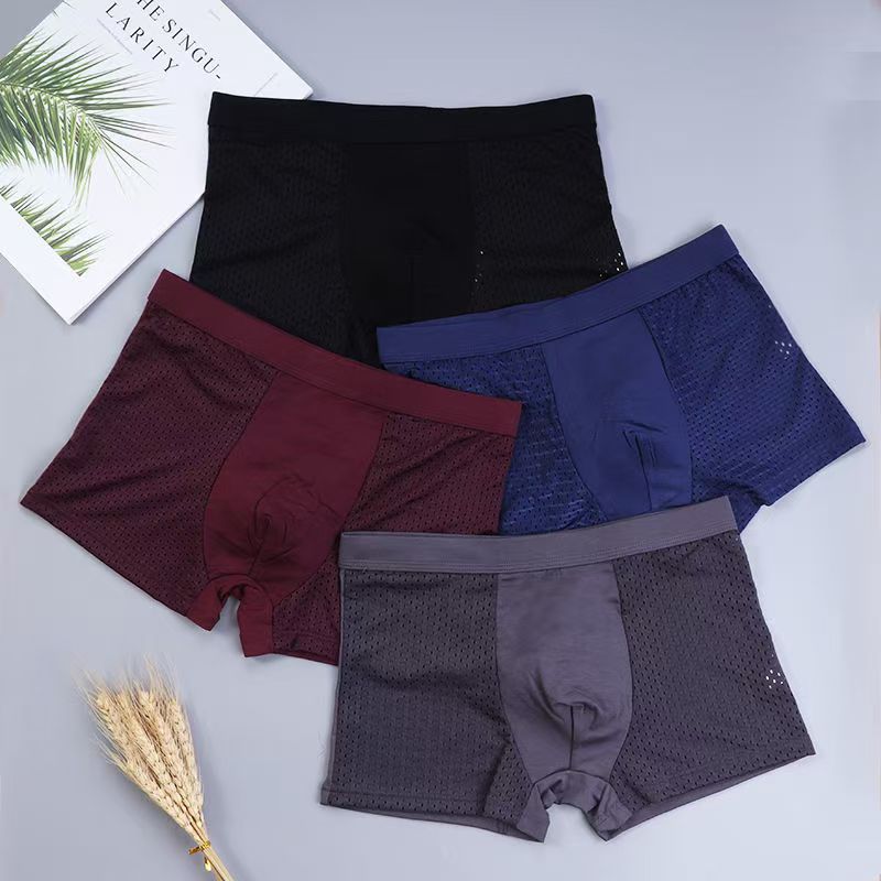 Summer Ice Mesh Men's Underwear Men's Boxer Briefs Breathable Quick-Drying Antibacterial Mesh Large Size Shorts Manufacturer Wholesale