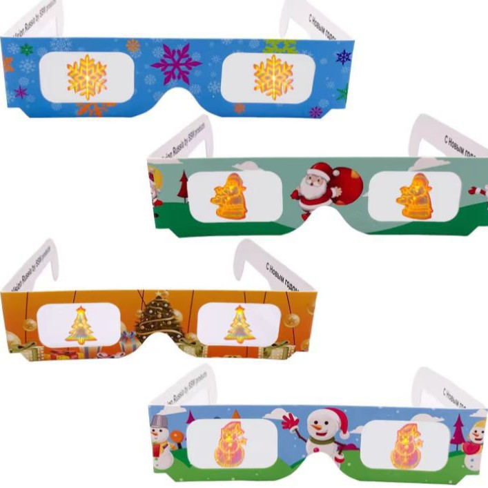 Christmas Snowman Snowflake Santa Claus Christmas Tree Bell Laser Derived Glasses Fireworks Three-Dimensional 3D Glasses