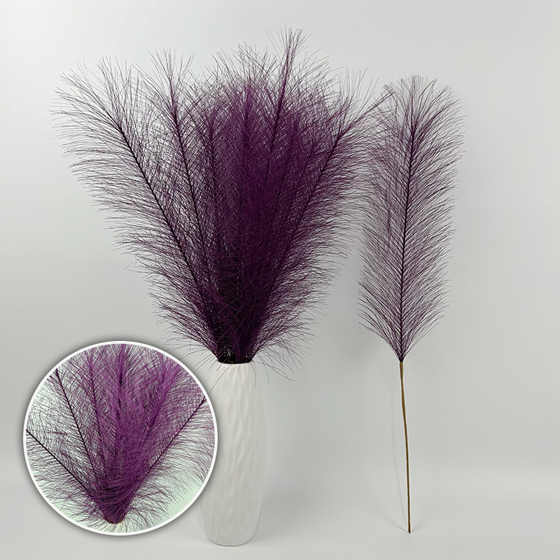 Cross-Border Hot Selling 55cm Simulated Single-Pronged Reed Hair Wedding Home Decoration Reed Hair Wholesale Multi-Color Optional