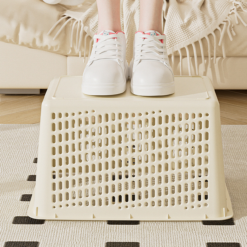 Cream Style Storage Basket Home Living Room Kitchen Snack Toy Sundry Storage Box Thickened Plastic Storage Basket