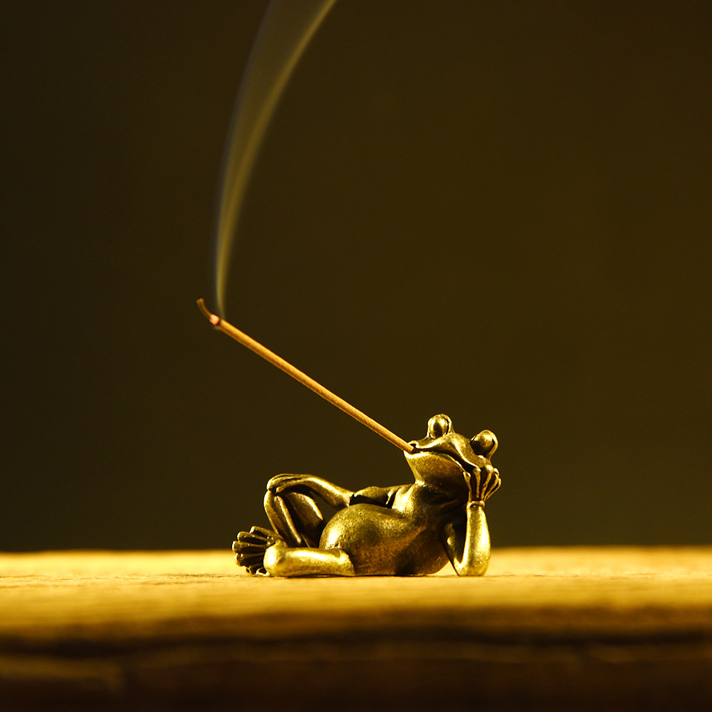Vintage frog decoration bronze Crafts desk tea pet indoor aromatherapy incense holder incense holder wholesale