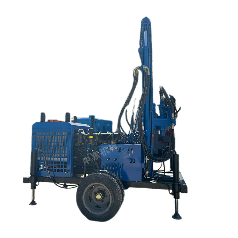 Large 300m Water and Gas Dual-Purpose Drilling Rig Top Drive Hydraulic Water Well Drilling Rig Household Wheeled Diesel Well Drilling Rig