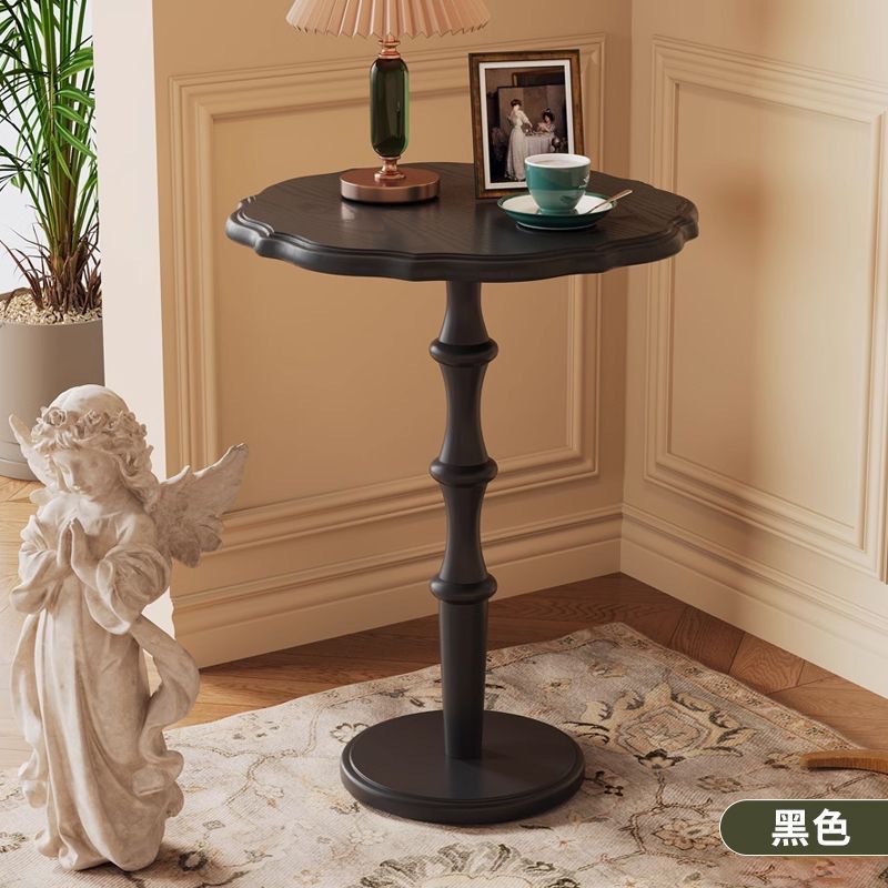 Solid Wood Round French Antique Lace Small Coffee Table Coffee Corner Table Bedside Small Apartment Balcony Living Room Sofa Side Table