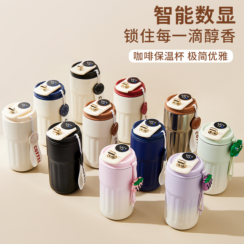 Intelligent Temperature Display 316 Stainless Steel Thermos Cup for Men and Women, High-Looking Cold Coffee Portable Water Cup Gift Customization