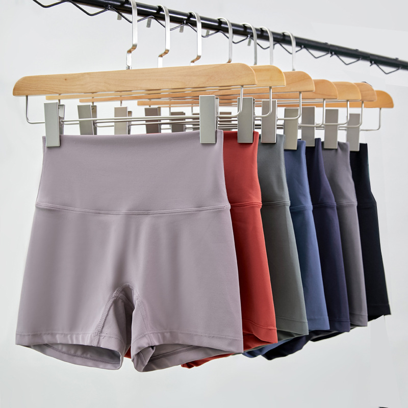 2025 New No T Line Three-point Pants Yoga Pants Women's European and American High Waist Hip Peach Sports Shorts Fitness Hot Pants