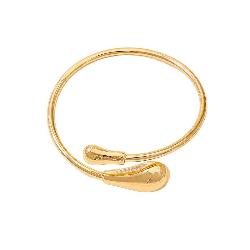 3-Piece European and American Fashion Stylish Trendy Metal Gold Water Drop Opening Women's Bracelet Collar Ring Jewelry Set