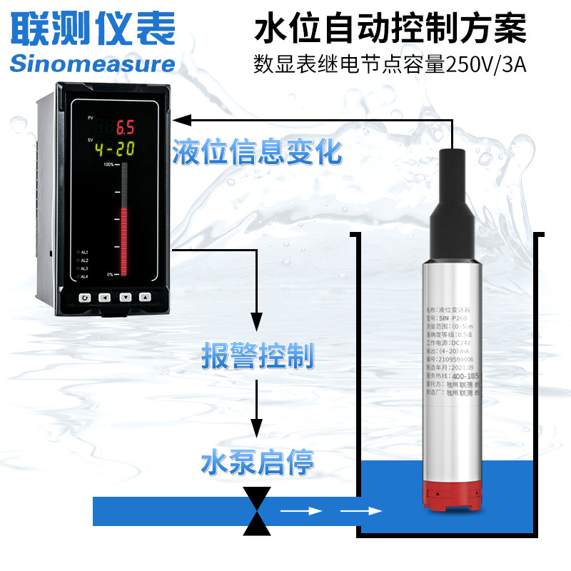 Input level gauge liquid level sensor 4-20mA water level gauge probe water tank static pressure level transmitter