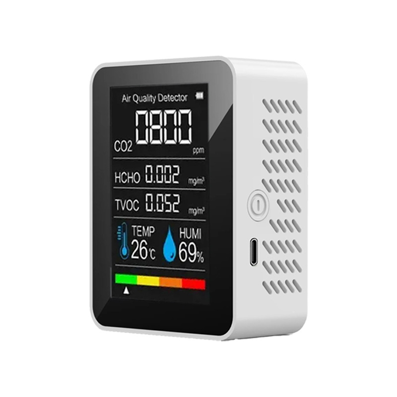 Cross-Border 5-in-1 Wifi Smart Home Air Quality Detector Carbon Dioxide Temperature and Humidity Formaldehyde Tvoc