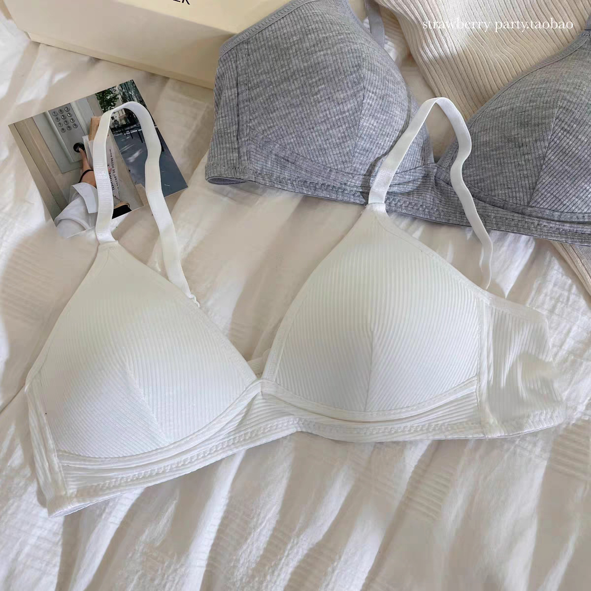 Thin Factory Direct Sales Korean Style New Style Girl Student Bra Without Rims Seamless Underwear Thin Small Breast Push-Up