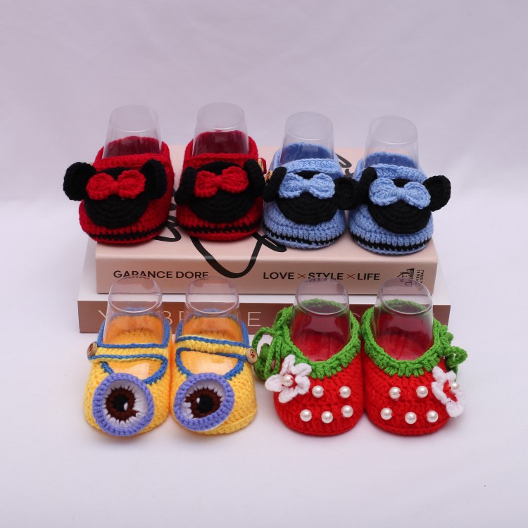 Вязаные вручную детские туфли из шерсти с мягкими подошвами