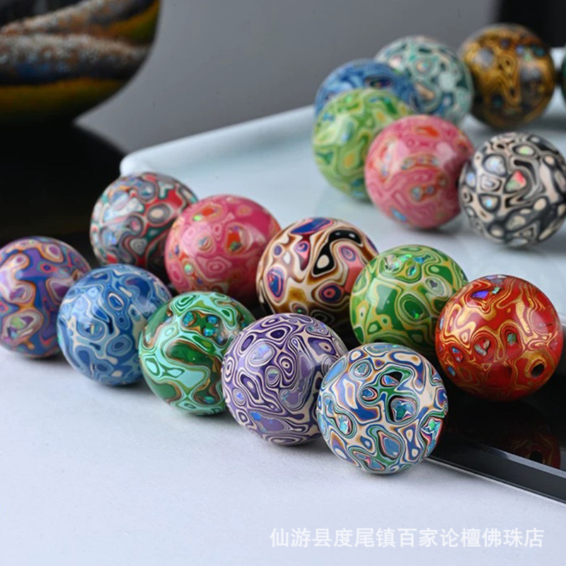 Large Lacquer Beads Wholesale 20mm Loose Beads Single Inlaid Opal Craft Buddha Beads Bracelet Natural Plant Lacquer DIY Jewelry