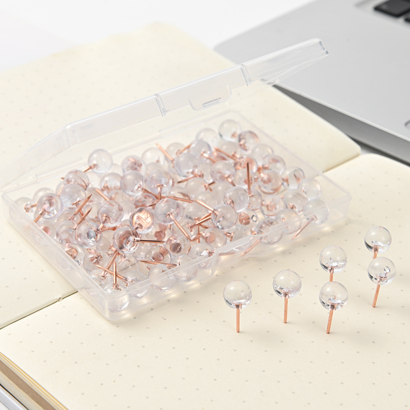 Transparent ball nail rose gold nail 9*20mm cork board photo wall fixed press nail plastic pin nail