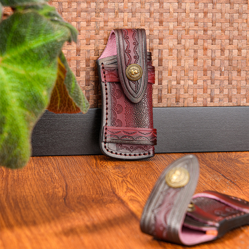 The first layer of leather knife cover folding knife leather cover vegetable tanning carved storage knife leather cover outdoor knife magazine knife sheath knife shell