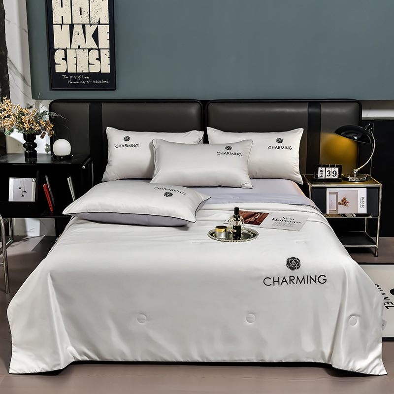 2025 Spring and Summer New Washed Silk Embroidered Summer Quilt