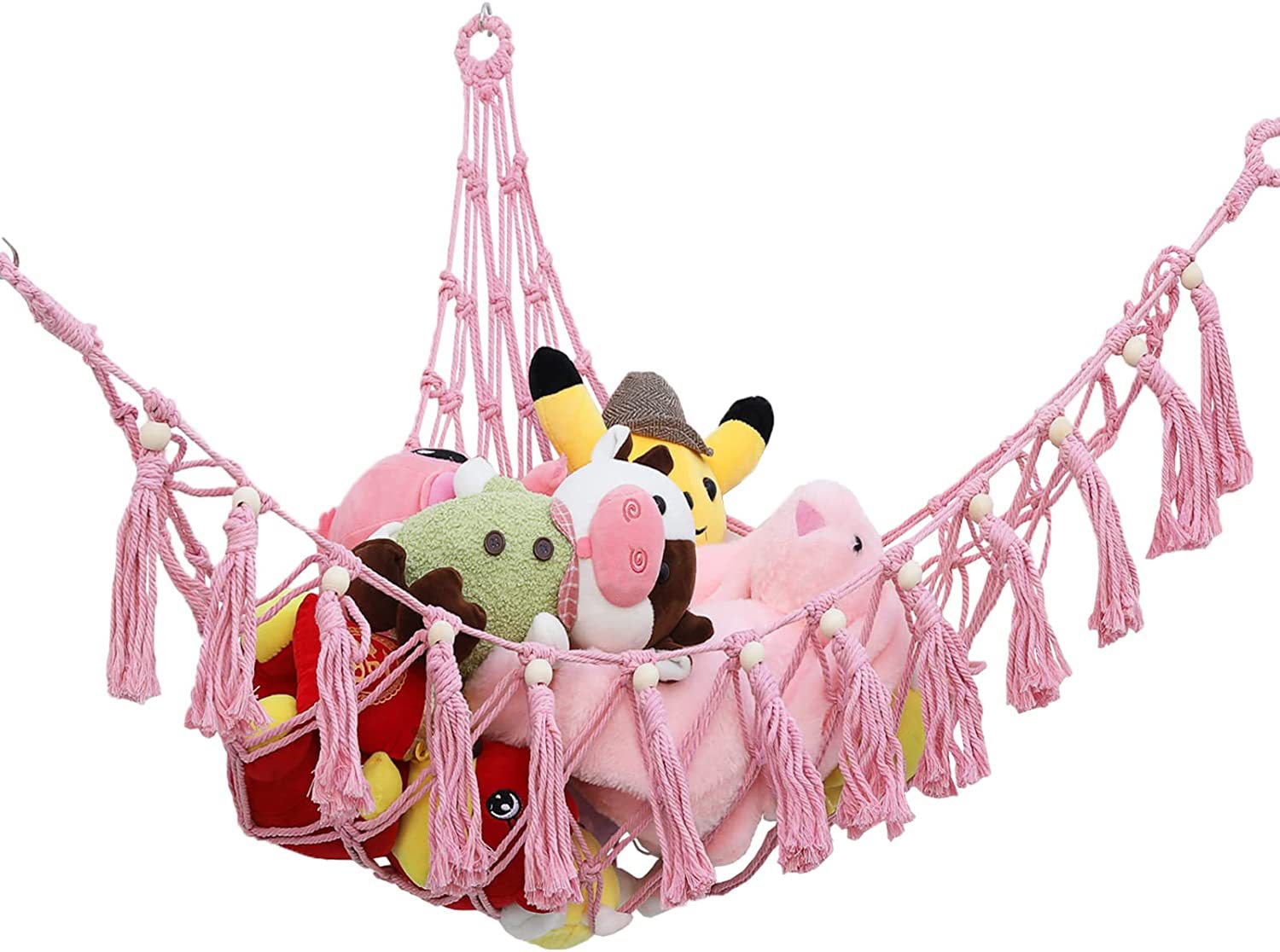 Toy net hammock stuffed animal storage plush toy net rack with tassel display Corner Nursery Indoor