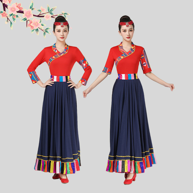 Xizang Dance Performance Costume Female Classical Minority Stage Performance Large Swing Long Dress Square Dance New Suit