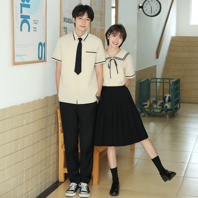 2024 couple wear summer new preppy style short sleeve JK uniform short sleeve shirt college performance clothing suit