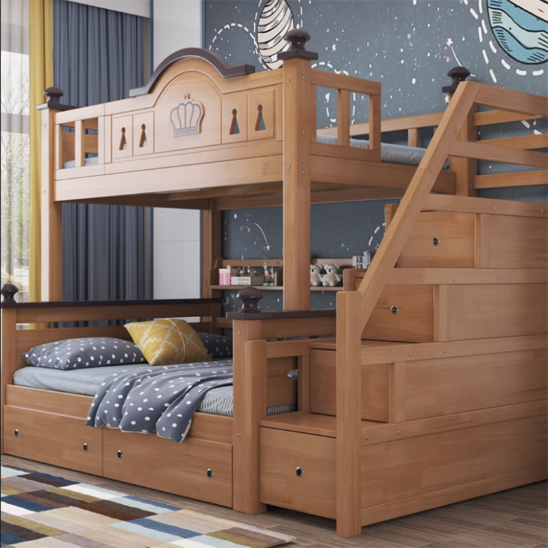 Solid wood bunk bed double-layer high and low bed adult upper and lower bed wooden bed small apartment upper and lower bed bunk bed children's bed