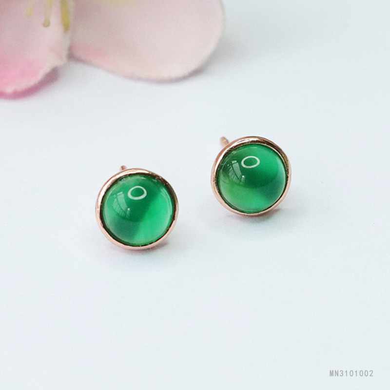 As soon as Yu S925 silver inlaid with natural green agate earrings chalcedony earrings jewelry factory wholesale generation MN3101002