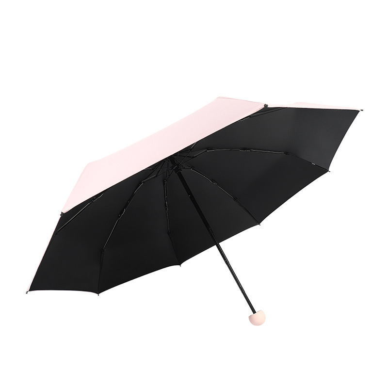 Portable Five-fold Umbrella Anti-ultraviolet Rain Umbrella Sun Umbrella Black Rubber Folding Mini Capsule Umbrella Sunscreen Umbrella