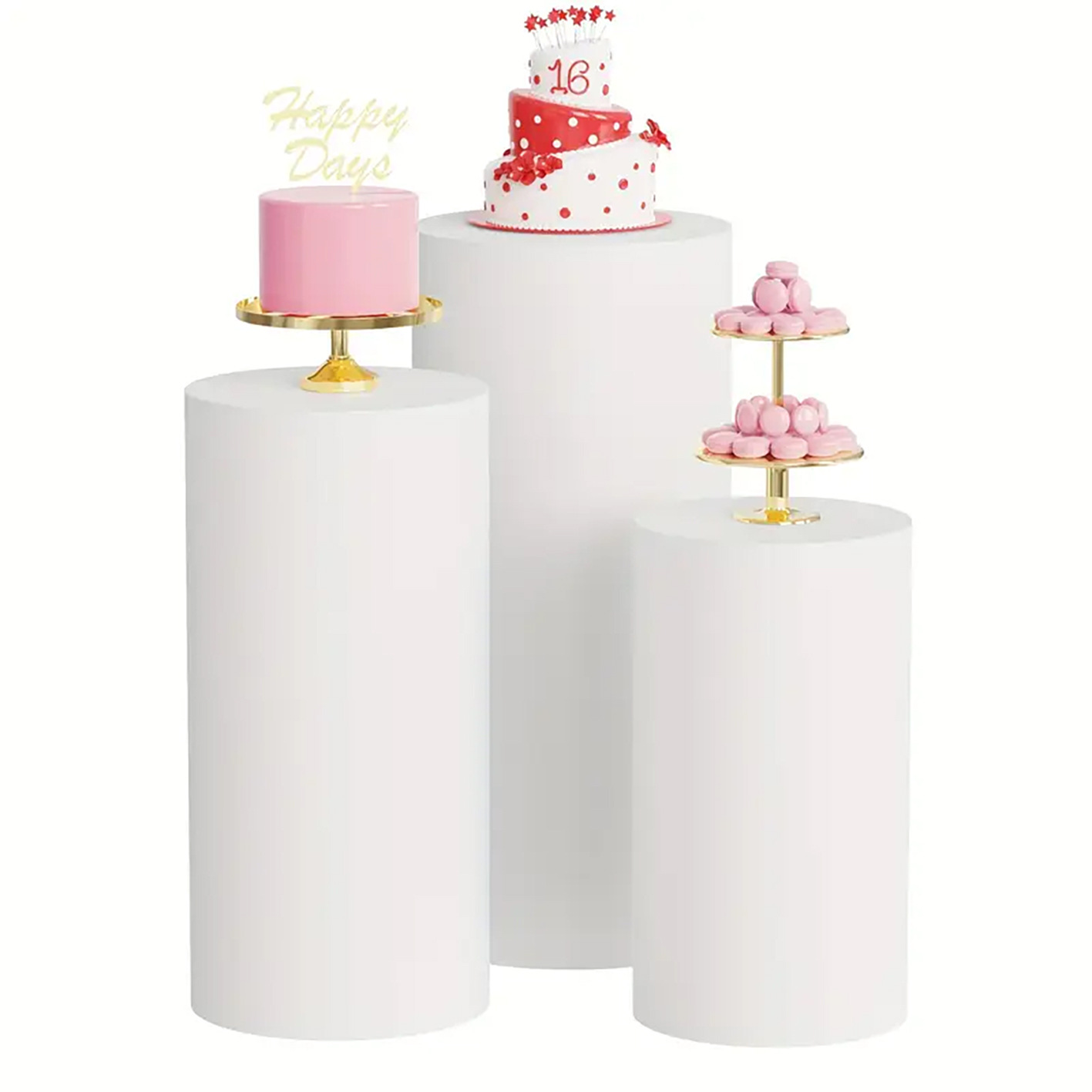 Cross-Border Wedding Cylindrical Dessert Table Cloth Set Cake Shop Wedding Dessert Solid Color Table Set Decorative Cloth Cover