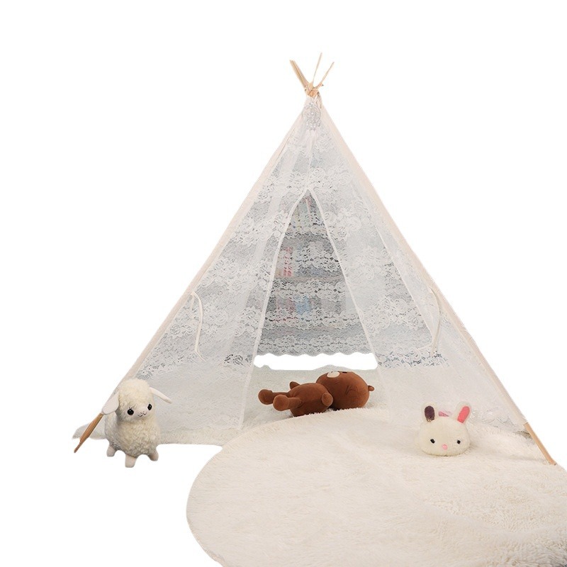 2025 Indoor Children's Tent Playhouse Pure White Lace Indian Tent Toy House Little Girl Playhouse