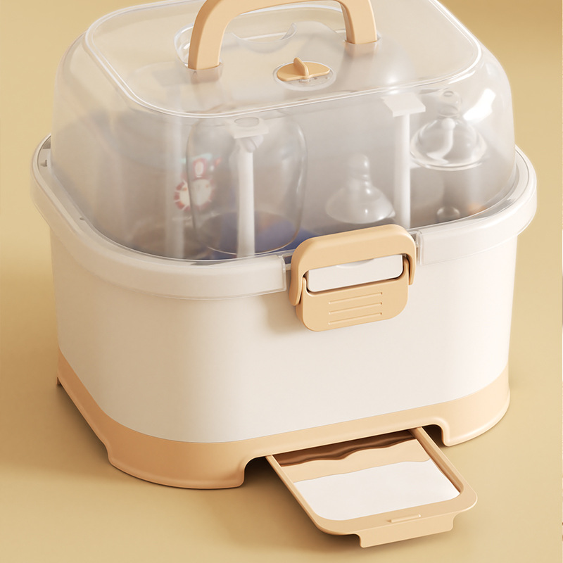 Baby Bottle Storage Storage Box Portable Baby Tableware Supplementary Food Storage Box Drying Rack with Lid