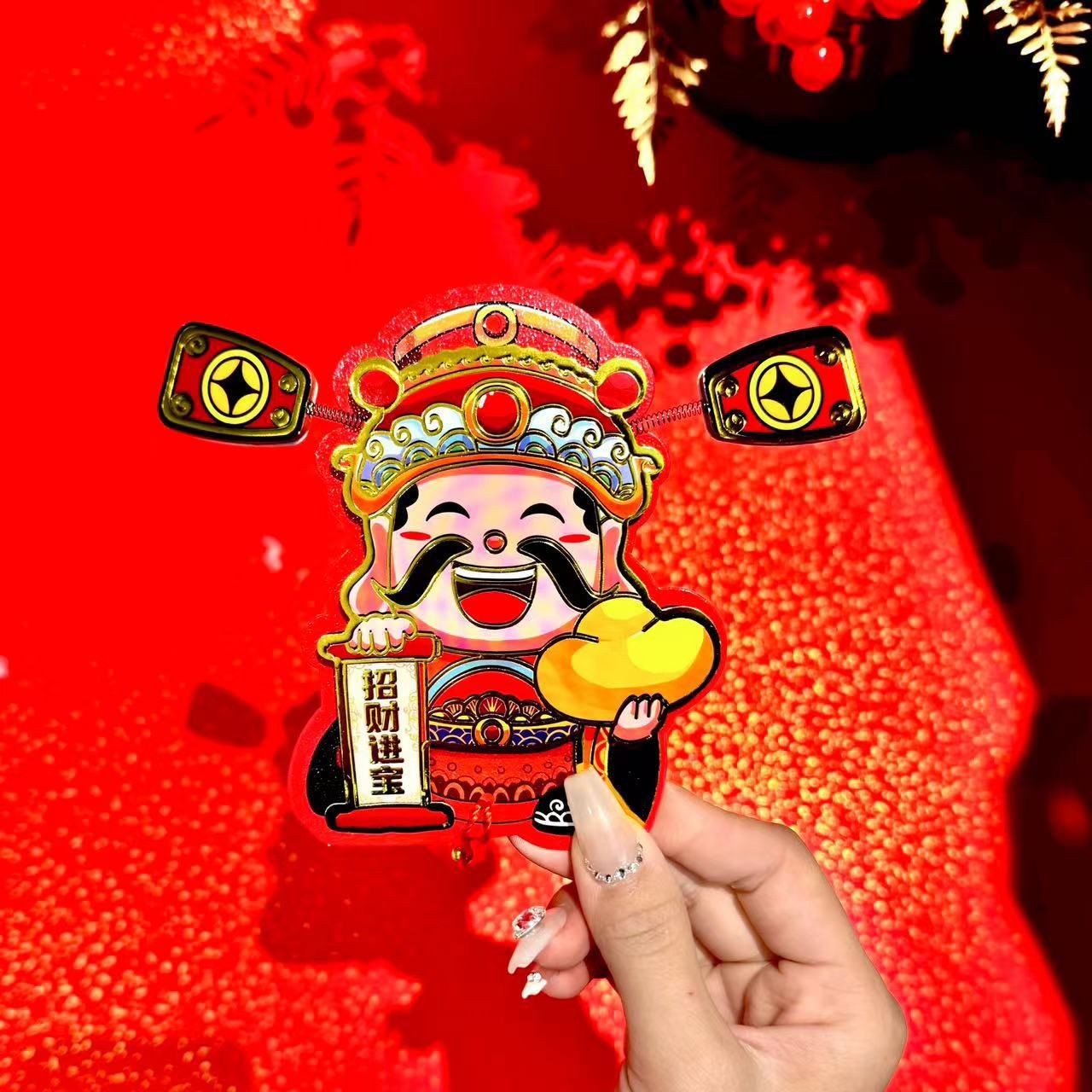 2024 new God of Wealth magnetic ice box stickers spring festival God of Wealth ornaments creative cute God of Wealth magnetic ice