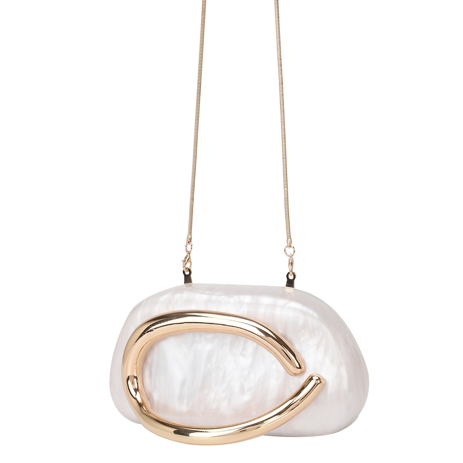 2025 New Round Box Hand-held Evening Bag Mini Small Bag Hardware Retro Metal Handles Chain Crossbody Backpack