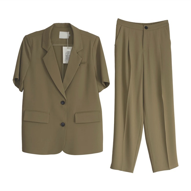 2649 plus size women's suit jacket women's Korean style chubby girl Summer new thin casual cropped pants suit commuter