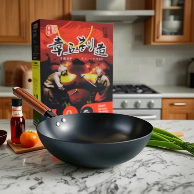 Оригинальная продукция, чугунная сковорода Zhangqiu, винтажная антипригарная сковорода, традиционная ручная ковка, не покрытая, вок с круглым дном, фабричная продукция