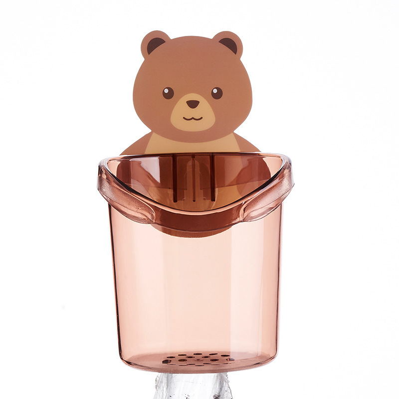 Bear Cup wall-mounted hug storage Cup adhesive storage wall-mounted cup holder draining toothbrush holder bathroom wall
