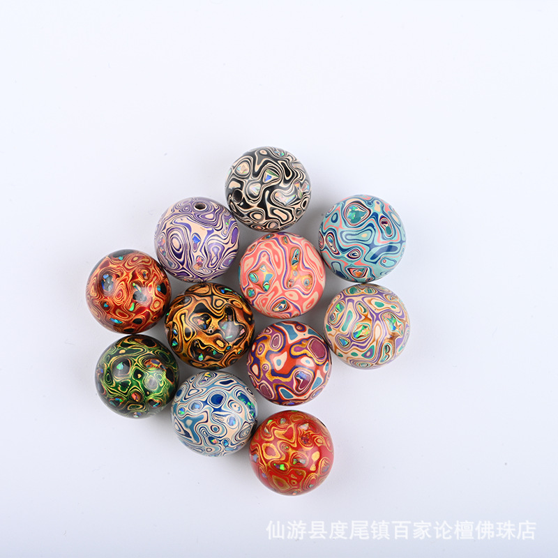 Large paint beads wholesale 1.5 bracelet loose beads single beads inlaid Opal DIY accessories handmade non-heritage heritage ethnic style