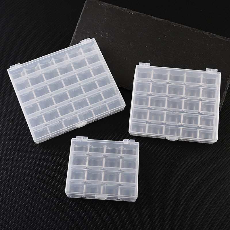 Оптовая пластиковая коробка для катушек, универсальная прозрачная коробка для швейных принадлежностей