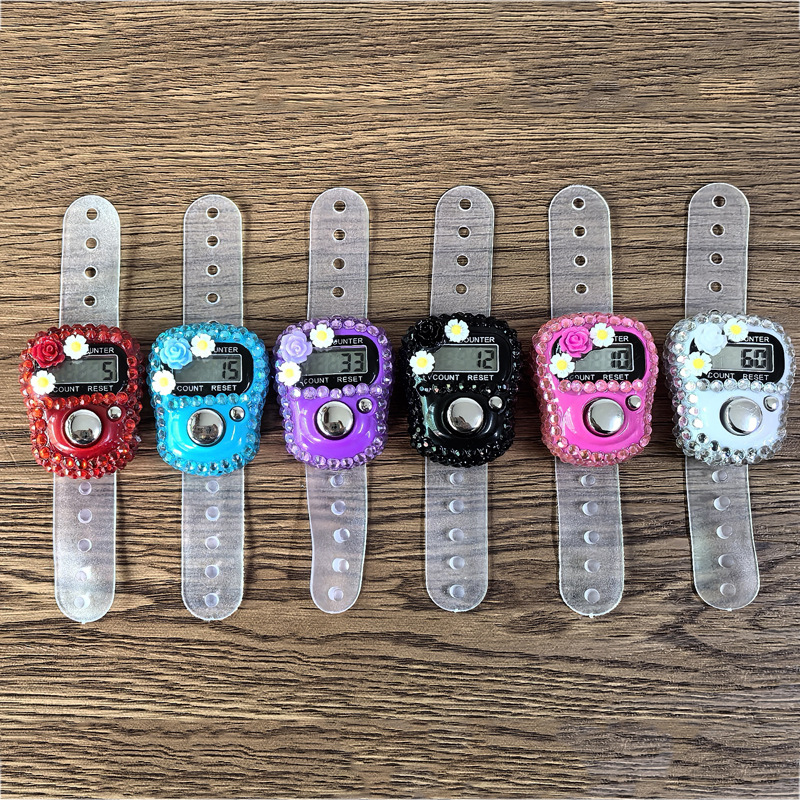 Foreign trade ring with flower drill counter counter point drill finger ring counter drill ring counter press