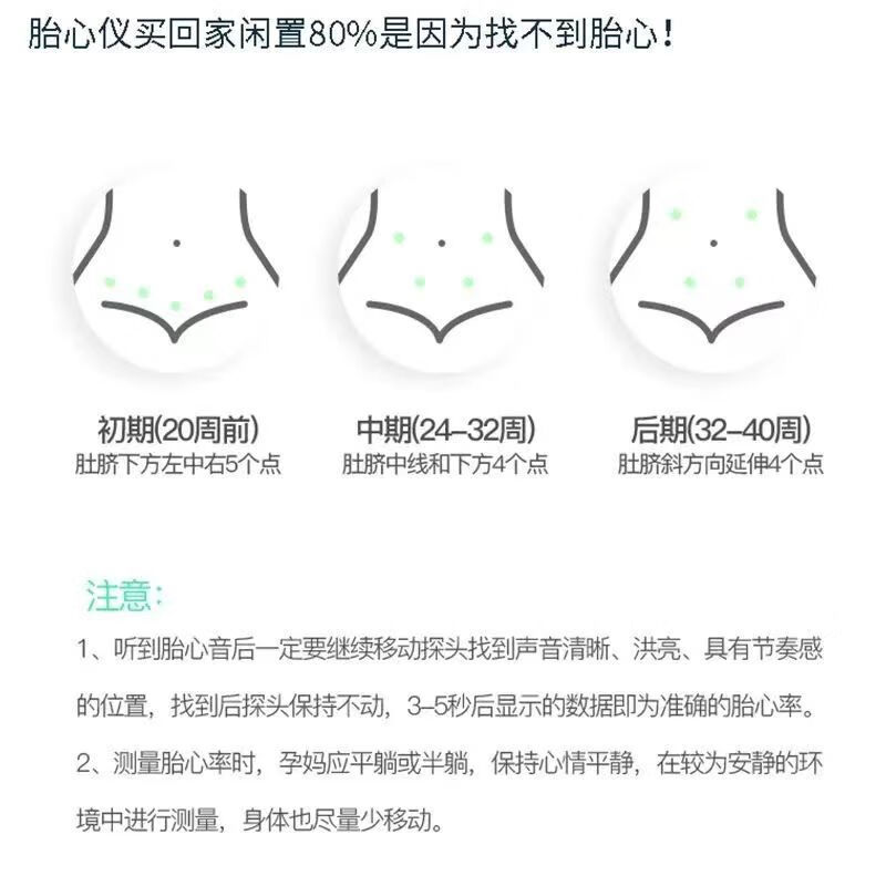 Hester Hainuo Fetal Heart Monitor Ultrasonic Doppler Pregnancy Fetal Fetal Motometry Monitor Stethoscope Home for Pregnant Women