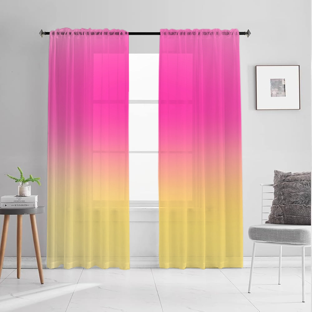 Поддержка доставки Jit, кросс-бодерные эксклюзивные прямые продажи, шторы и экраны с градиентом розового и желтого цвета, цифровая печать