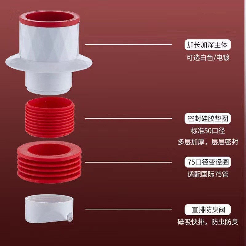 Kitchen Bathroom Vegetable Basin Washbasin Sewer Pipe Anti-reverse Odor Anti-odor Sealing Plug Drain Pipe Wholesale Factory Direct Sales