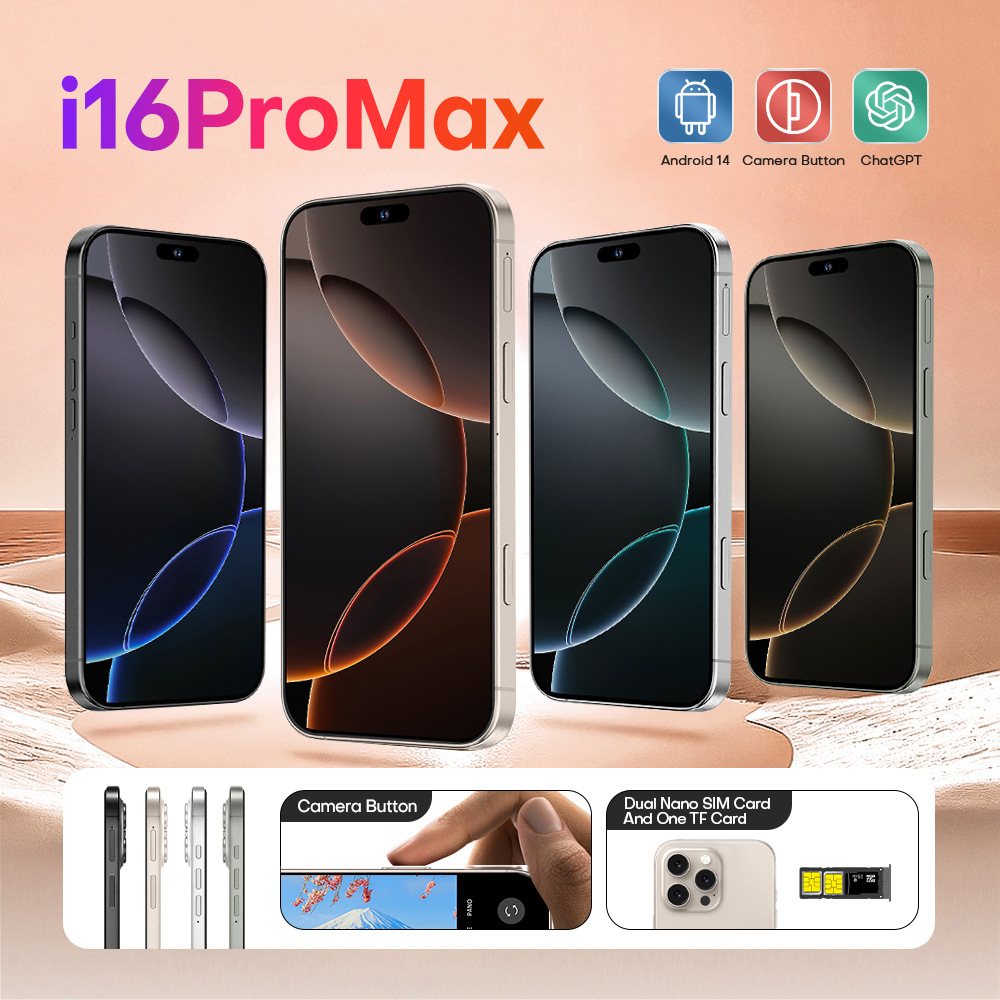 New I16 Pro Max4+64G Cross-Border Mobile Phone Camera Key 6.73inch Android 10 Global Version Universal Rubber Sleeve