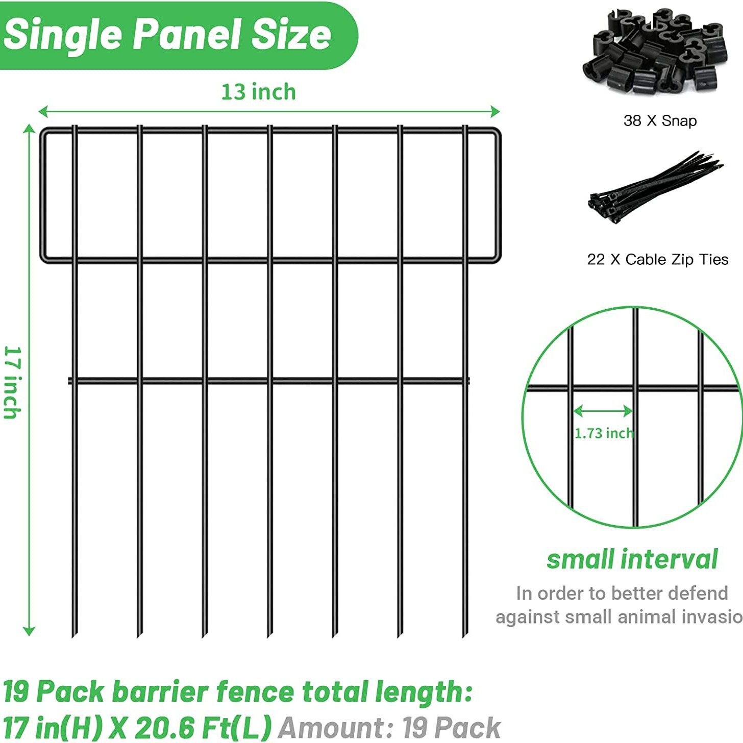 Animal Barrier Fence Garden Decorative Fence Anti-Rust Metal Wire Panel Border Suitable for Dog and Rabbit Floor Piles